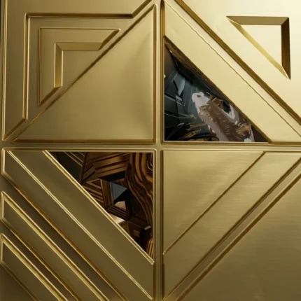 Brushed Gold Asymmetric Faceted Panel