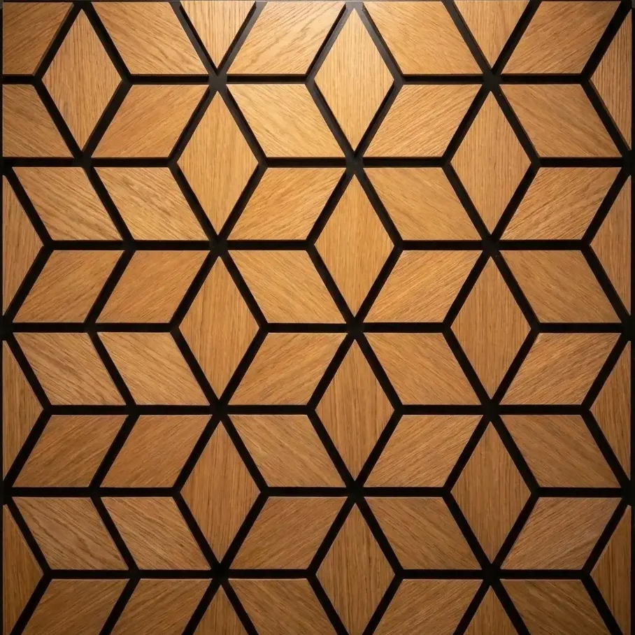 3D Hexagram Oak Acoustic Panel - Image 1