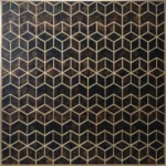Obsidian & Gold Geometric Cube PS Panel
