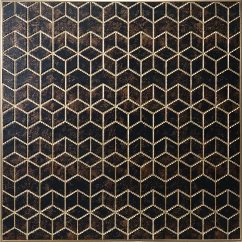 PS Panel (1) Obsidian & Gold Geometric Cube PS Panel - Image 1