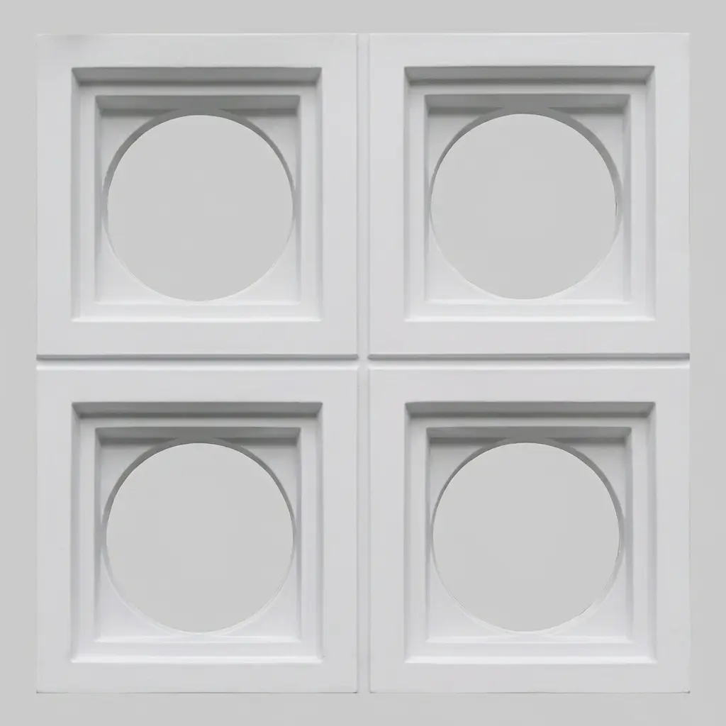 PU Panels (1) Contemporary Bevelled Circular Recession PU Wall Panel (White) - Image 1