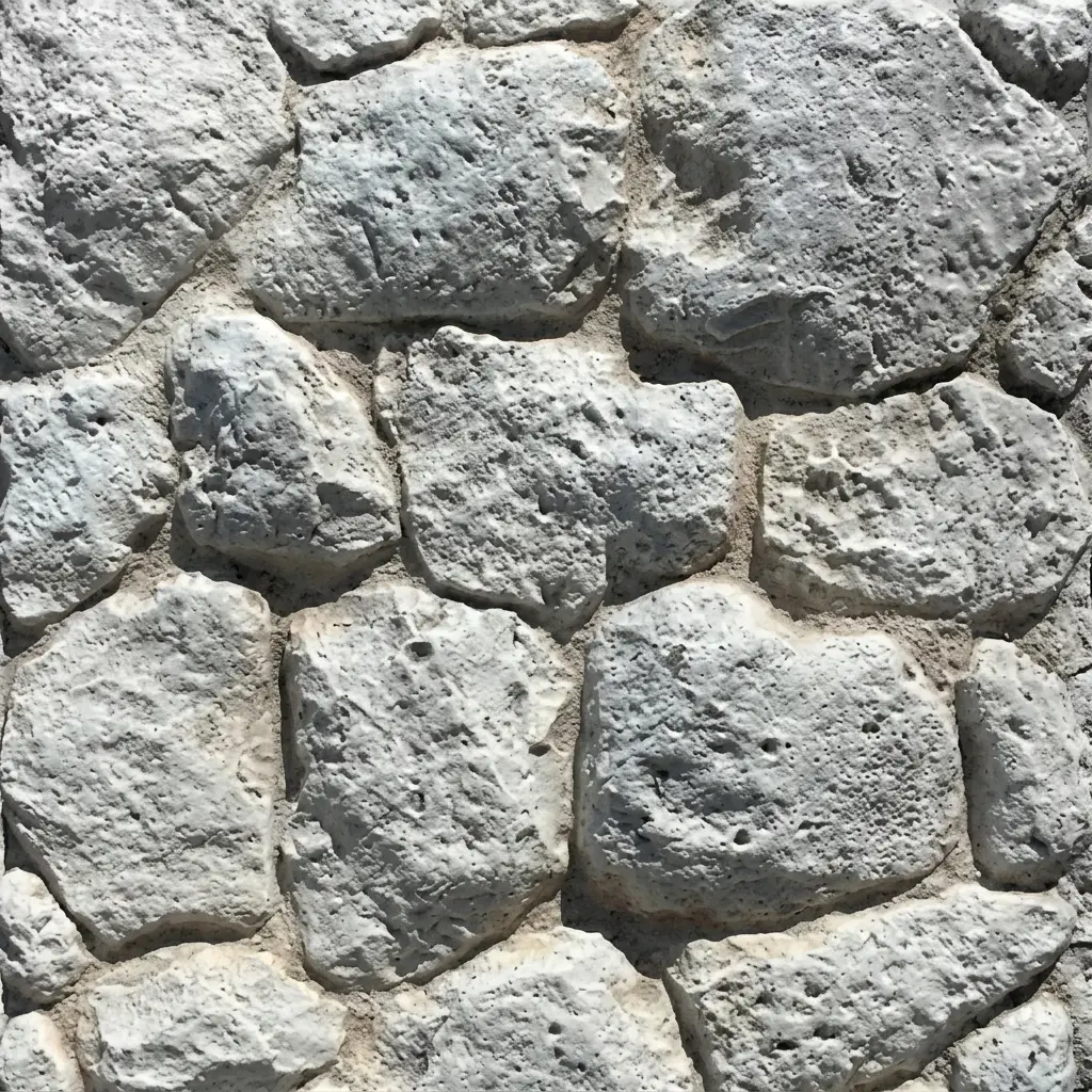 PU Panels (3) Rugged Fieldstone Faux Rock Texture PU Wall Panel (Gray/White) - Image 1