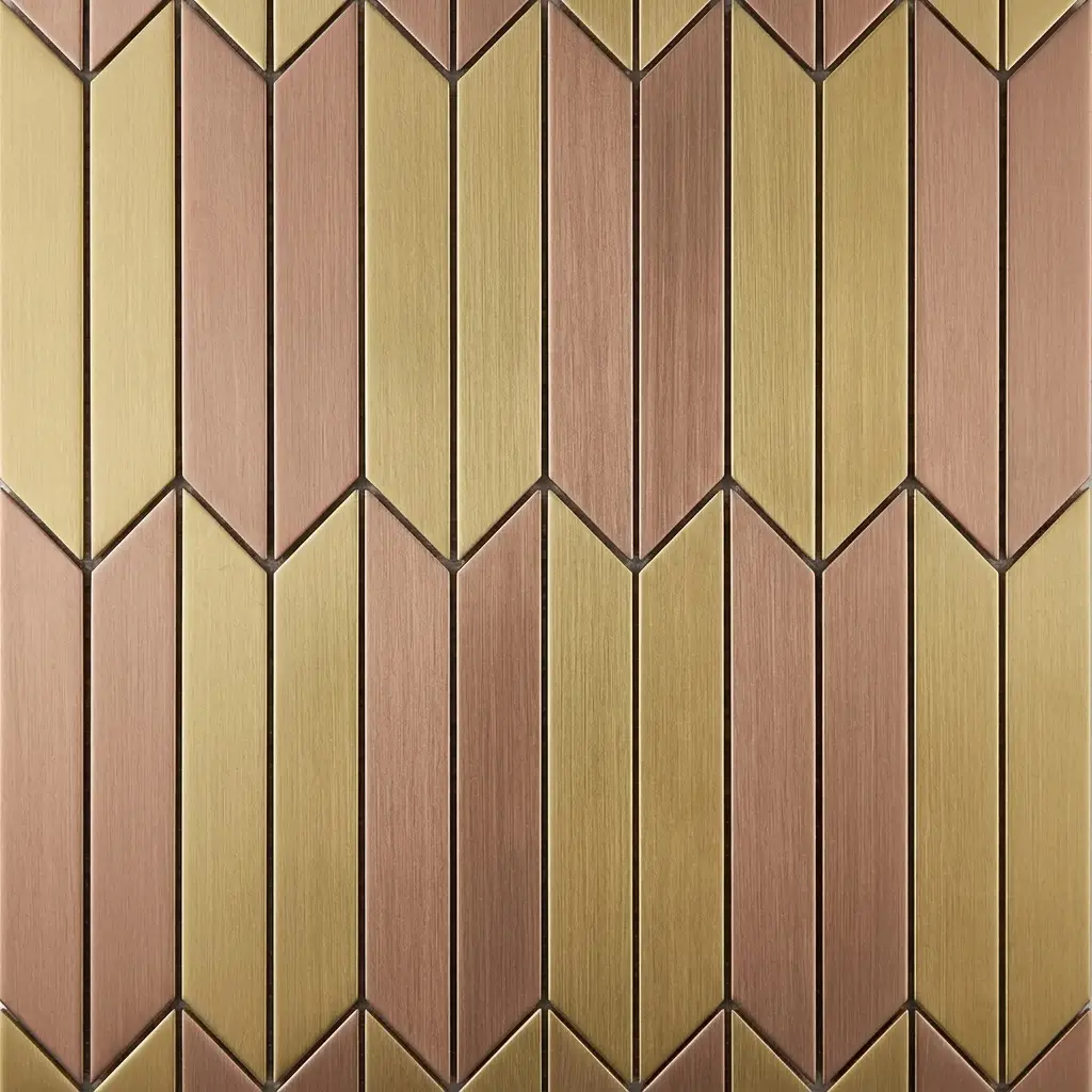 SS Mosaics (2) Two-Tone Chevron Striped Stainless Steel Mosaic - Image 1
