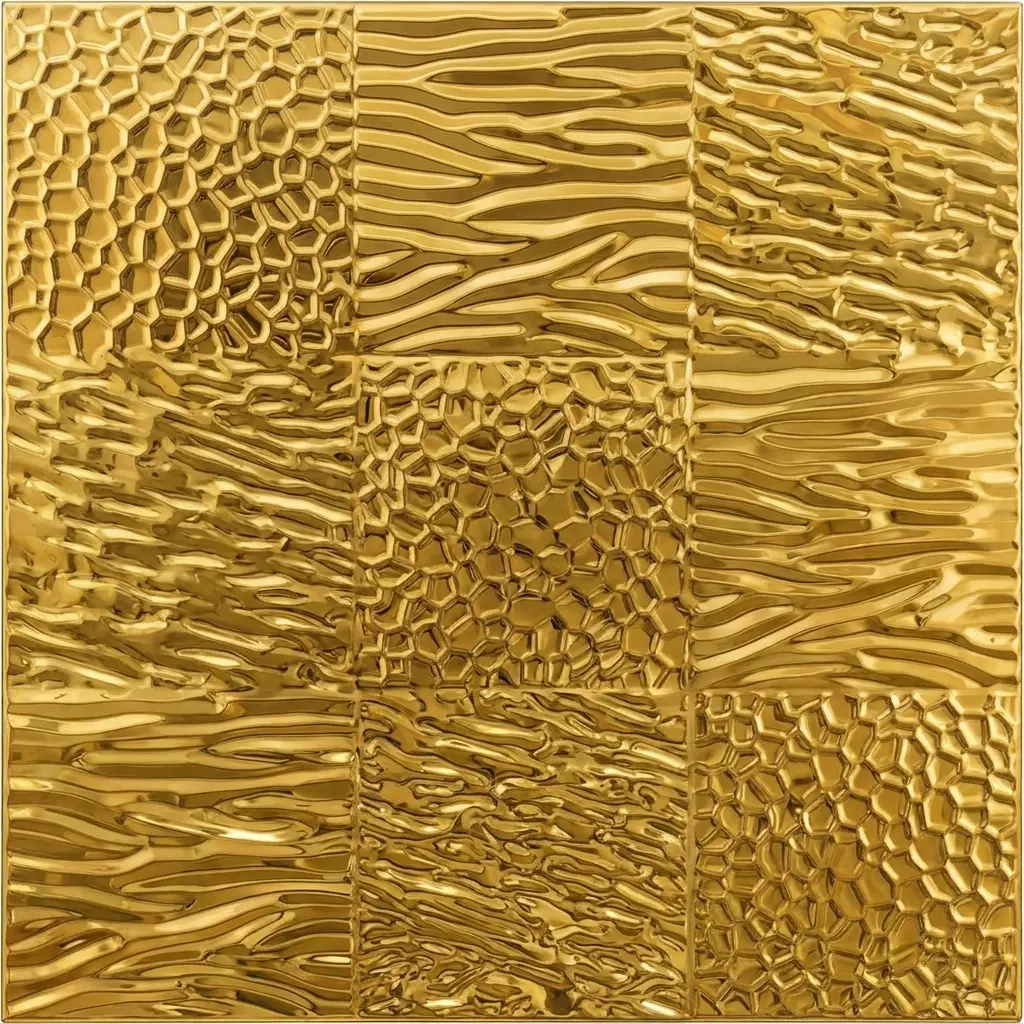 SS Mosaics (3) High-Polish Gold Textured Multi-Pattern Mosaic - Image 1