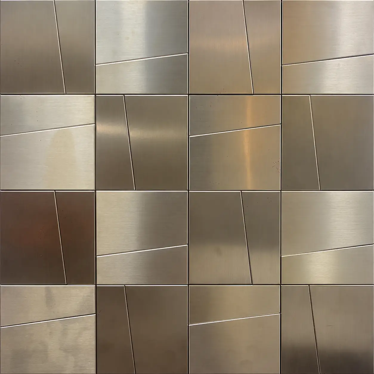 SS Mosaics (6) Asymmetric Brushed Bronze Geometric Mosaic - Image 1